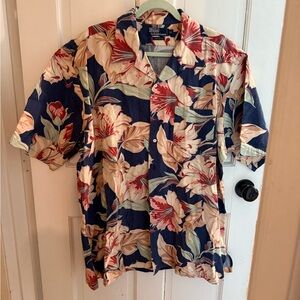 Vintage 90s Polo Ralph Lauren Beach Print Button Down XL Cotton Coastal Preppy